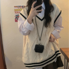 批发原版质量 韩系学院风针织马甲女春秋新款针织洋气减龄叠穿马甲潮