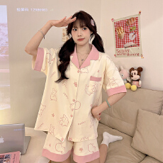 批发黛琳芬仿棉牛奶丝短袖睡裙可爱卡通季套头可穿家居服pajamas189
