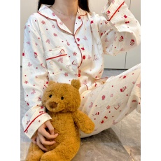 批发[黛琳芬]仿棉长袖长裤女士<b class='q'>睡衣</b>新品<b class='q'>可爱</b>卡通翻领家居服pajamas301