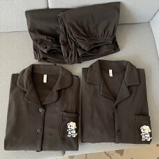 批发黛琳芬德绒长袖情侣款睡衣甜美秋冬季保暖男士家居服pajamas331