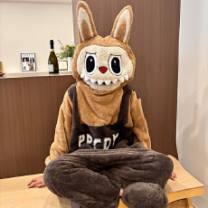 批发[黛琳芬]法兰绒带帽连体男士女士睡衣加厚卡通有<b class='q'>儿童</b>款家居服145