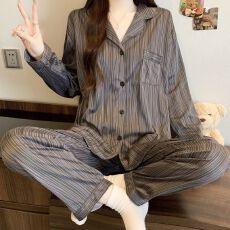 批发[黛琳芬]仿<b class='q'>棉</b>长袖长裤女士<b class='q'>睡衣</b>春秋印花韩系家居服pajamas368