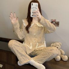 批发[黛琳芬]云朵<b class='q'>棉</b>长袖长裤女士<b class='q'>睡衣</b>春秋薄韩系甜美家居服pajamas368