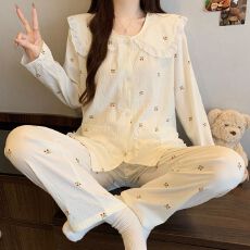 批发[黛琳芬]云朵<b class='q'>棉</b>长袖长裤女士<b class='q'>睡衣</b>春秋薄韩系甜美家居服pajamas368