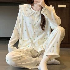 批发[黛琳芬]云朵<b class='q'>棉</b>长袖长裤女士<b class='q'>睡衣</b>春秋薄韩系甜美家居服pajamas368