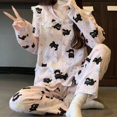 批发[黛琳芬]云朵<b class='q'>棉</b>长袖长裤女士<b class='q'>睡衣</b>春秋薄韩系甜美家居服pajamas368