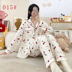 黛琳芬60款云朵棉长袖长裤女士睡衣卡通薄款家居服pajamas371