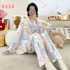 黛琳芬60款云朵棉长袖长裤女士睡衣卡通薄款家居服pajamas371