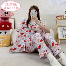批发[黛琳芬]40款华尔棉<b class='q'>短袖</b>长<b class='q'>裤</b>女士睡衣卡通薄款家居服pajamas370