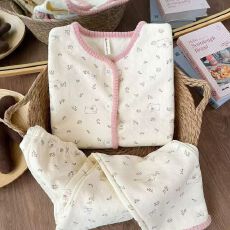 黛琳芬网图空气棉夹层女士睡衣秋冬季少女韩系家居服pajamas370