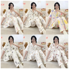 批发[黛琳芬]60款云朵棉<b class='q'>短袖</b>长<b class='q'>裤</b>女士睡衣卡通薄款家居服pajamas371