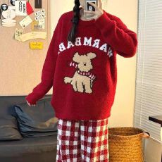 批发[黛琳芬]<b class='q'>珊瑚</b><b class='q'>绒</b>女士<b class='q'>睡衣</b>秋冬韩系半边<b class='q'>绒</b>少女套头家居服pajamas380