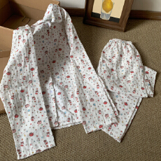 黛琳芬棉纱翻领女士睡衣春秋季韩系卡通少女家居服pajamas390