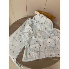 黛琳芬棉纱翻领女士睡衣春秋季韩系卡通少女家居服pajamas390