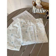 批发[黛琳芬]<b class='q'>纯棉</b>棉纱短袖女士睡衣春夏季韩系印花<b class='q'>家居服</b>pajamas398