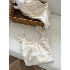 批发[黛琳芬]<b class='q'>纯棉</b>棉纱吊带短裤睡衣女春夏韩系印花<b class='q'>家居服</b>pajamas398