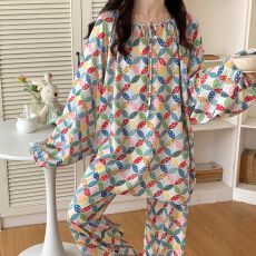 批发[黛琳芬]仿棉女士睡衣春秋季印花韩系薄款少女家居服pajamas403