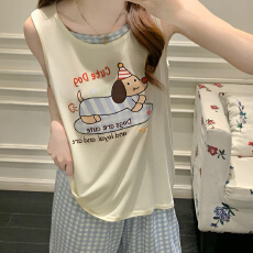 批发[黛琳芬]仿棉牛奶丝吊带短裤女士睡衣卡通季套头家居服pajamas404
