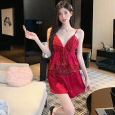 批发黛琳芬5色带胸垫吊带冰雪丝女士<b class='q'>睡衣</b><b class='q'>丝绸</b>性感纯欲家居服pajamas