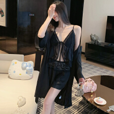 批发[黛琳芬]5色带胸垫三件套冰雪丝<b class='q'>睡衣</b>女<b class='q'>丝绸</b>性感家居服pajamas408