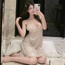 批发[黛琳芬]4色带胸垫冰雪丝吊带睡裙女士睡衣丝绸性感家居服pajamas