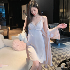 批发[黛琳芬]4色带胸垫冰雪丝吊带睡裙女士睡衣丝绸性感家居服pajamas