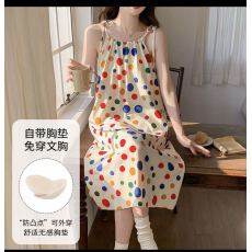 批发[黛琳芬]带胸垫云朵棉吊带睡裙<b class='q'>女</b>士家居服韩系<b class='q'>女</b>士睡衣批发412