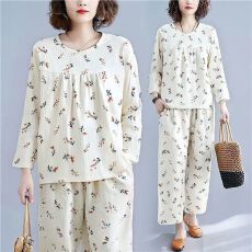 批发[黛琳芬]云朵棉女士睡衣家居服批发加<b class='q'>大码</b>休闲妈妈款可外出414