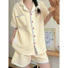 批发[黛琳芬]云朵棉女士家居服套装韩系格子少女女士<b class='q'>睡衣</b>批发413