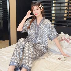批发[黛琳芬]冰丝短袖长裤女士家居服套装印花14款外贸睡衣女批发409