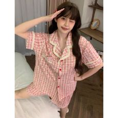 批发[黛琳芬]仿棉家居服女套装韩系印花夏季新款女士睡衣批发418