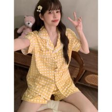 批发[黛琳芬]仿棉家居服女套装韩系印花夏季新款女士睡衣批发418