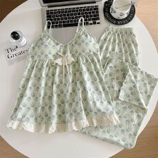 批发[黛琳芬]仿棉家居服女套装韩系印花夏季新款女士睡衣批发418