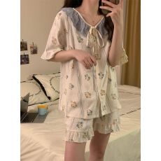 批发[黛琳芬]云朵棉家居服女套装韩系印花夏季新款女士睡衣批发418