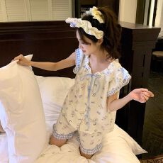 批发[黛琳芬]云朵棉家居服女套装韩系印花夏季新款女士睡衣批发418