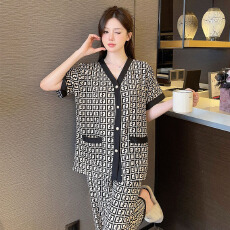 批发黛琳芬华尔棉女士家居服印花短袖长裤<b class='q'>外贸</b>加<b class='q'>大码</b>睡衣女两件套