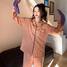 批发黛琳芬仿棉女士家居服韩系印花新款<b class='q'>长袖</b><b class='q'>睡衣</b>女两件套批发452