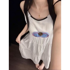 批发[黛琳芬]网图条纹睡裙女士睡衣服韩系碎花少女家居服可外穿456
