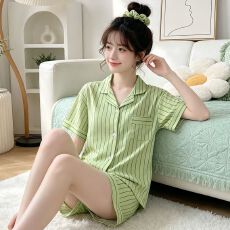 批发[黛琳芬]仿棉女士睡衣服韩系可外出印花少女ins新款两件套批发458