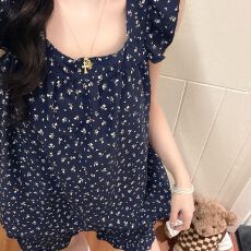 批发[黛琳芬]夏季女士睡衣云朵棉小飞袖甜美可爱少女家居服双短套装