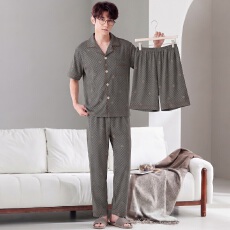 批发[黛琳芬]云朵棉三件套短袖套装男士家居服休闲舒适男睡衣批发462