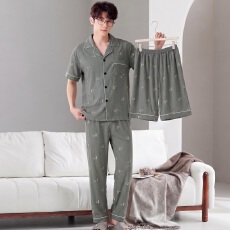 批发[黛琳芬]云朵棉三件套短袖套装男士家居服休闲舒适男睡衣批发462