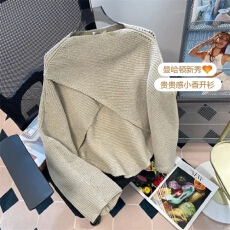 批发特价毛料北极绒小红书图短款开叉毛衣女<b class='q'>春秋</b>宽松设计感外套