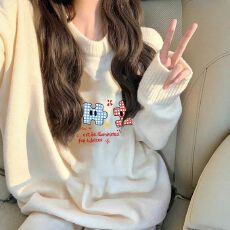 批发特<b class='q'>大码</b>200斤女装高级感穿搭软糯宽松秋冬内搭外穿印花针织毛衣女