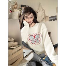 批发特<b class='q'>大码</b>200斤女装高级感穿搭软糯宽松秋冬内搭外穿印花针织毛衣女