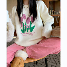 批发特<b class='q'>大码</b>200斤女装高级感穿搭软糯宽松秋冬内搭外穿印花针织毛衣女