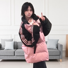 批发可退换(高品质手塞棉不跑棉加厚)冬季宽松印花<b class='q'>棉衣</b>棉服面包服女