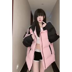 批发可退换(高品质手塞棉不跑棉加厚)冬季宽松印花<b class='q'>棉衣</b>棉服面包服女