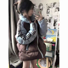 批发可退换(高品质手塞棉不跑棉加厚)冬季宽松印花<b class='q'>棉衣</b>棉服面包服女