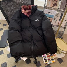 批发可退换(高品质手塞棉不跑棉加厚)冬季宽松印花棉衣棉服面包服女